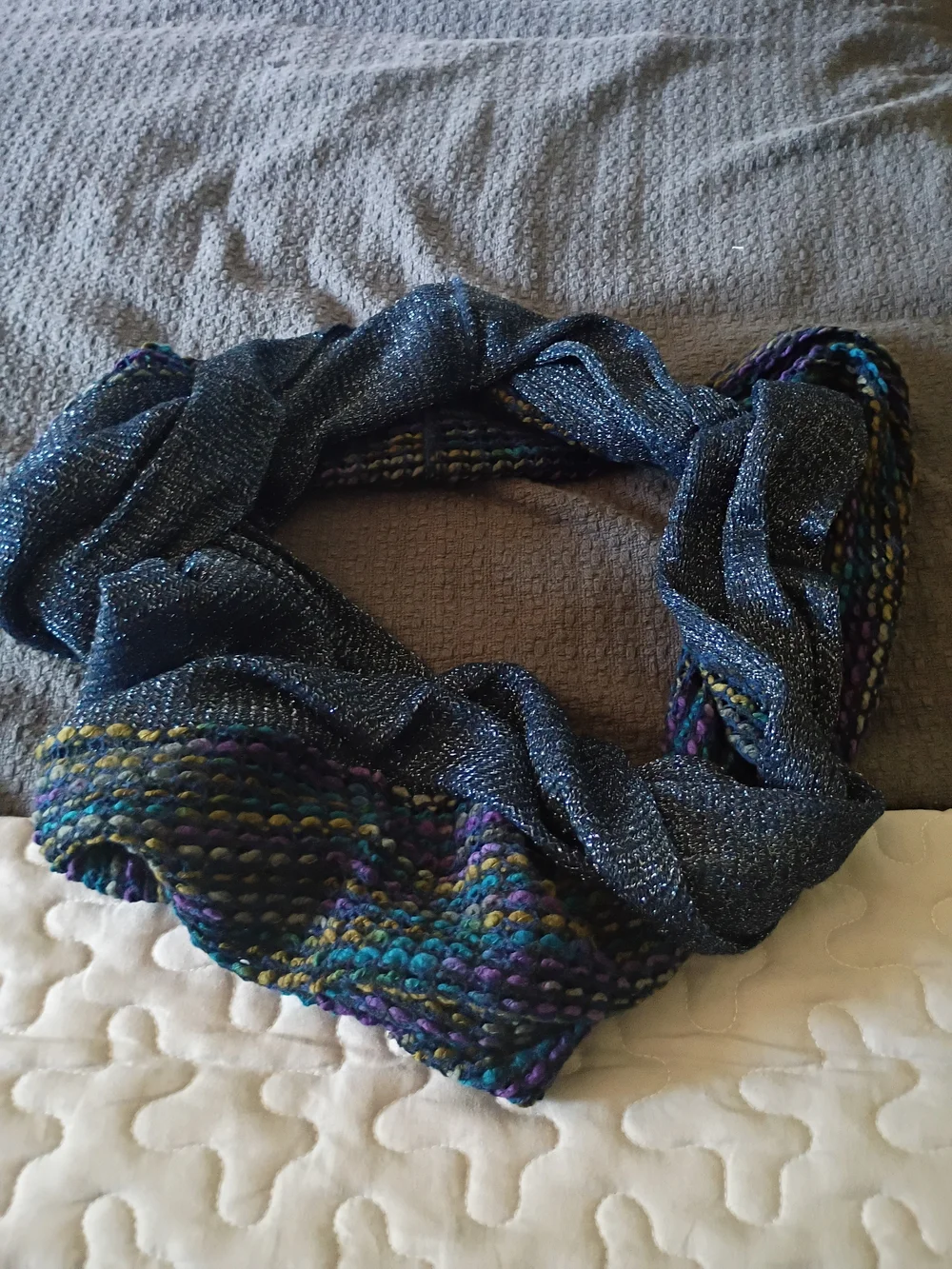 Sparkle Knit Infinity Scarf in Navy and Multicolor